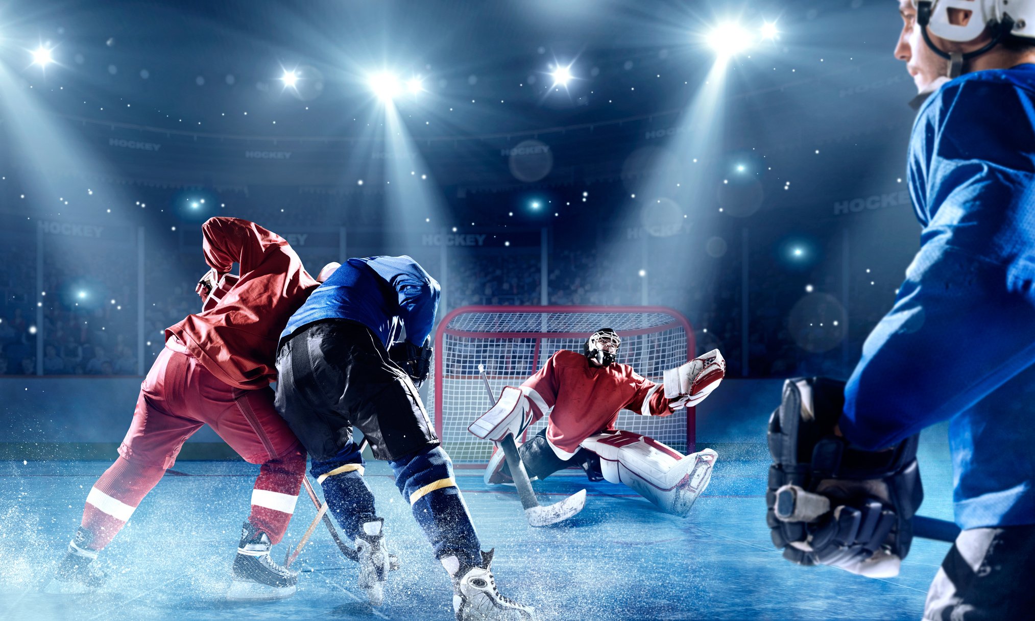 Ice hockey players in action